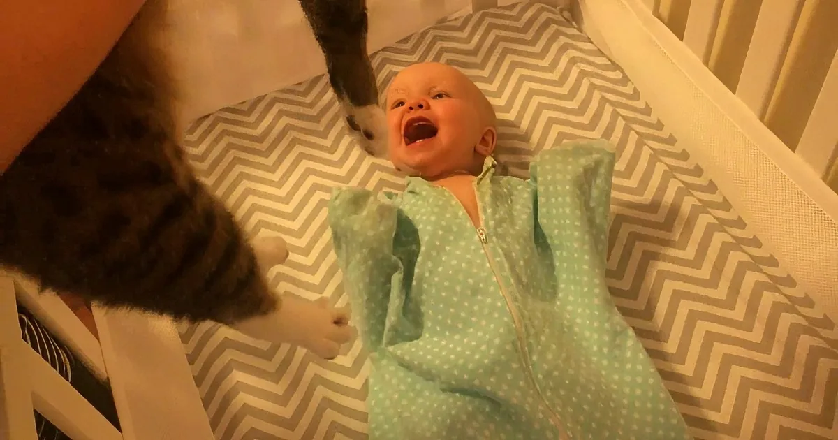 This Darling Baby Is All Snug in Her Bed. Her Favorite Friend in the World? Kitty! Sooo Sweet!