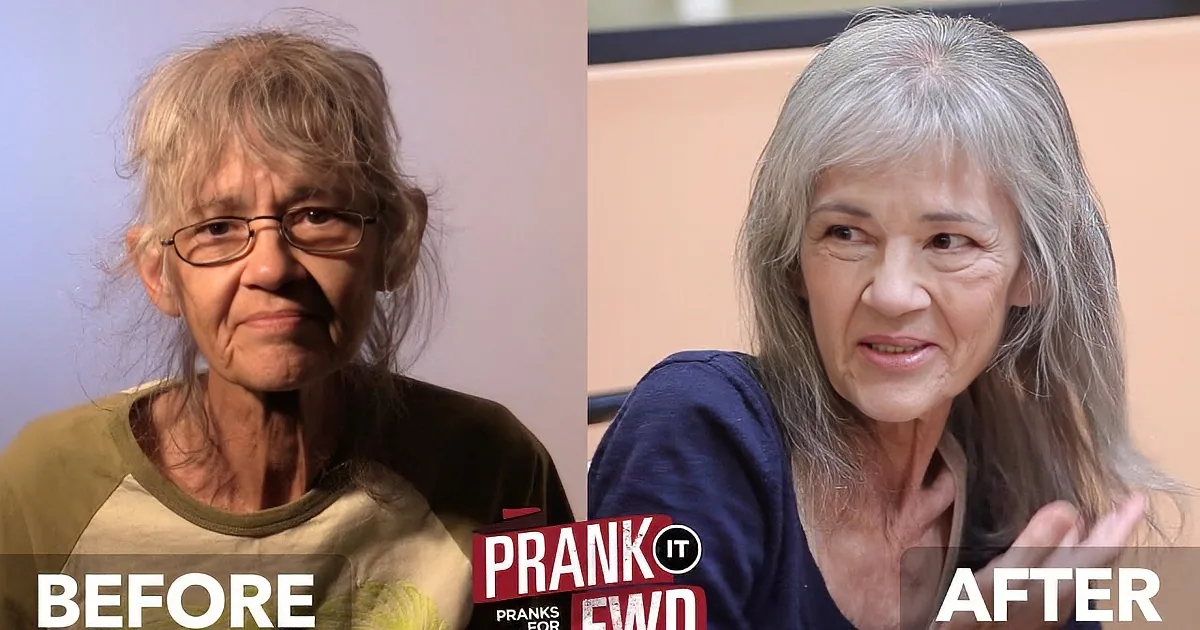 A woman with glasses and gray hair, labeled "Before" and "After," showing a transformation.