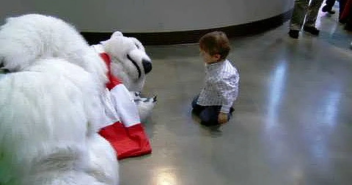This Baby Plays With Coca Cola''s Polar Bear Mascot! He Is Incredibly Adorable!