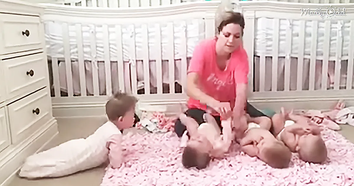 Mom Lines up Her Tiny Quadruplets. Now Pay Attention to the One on the Far Left