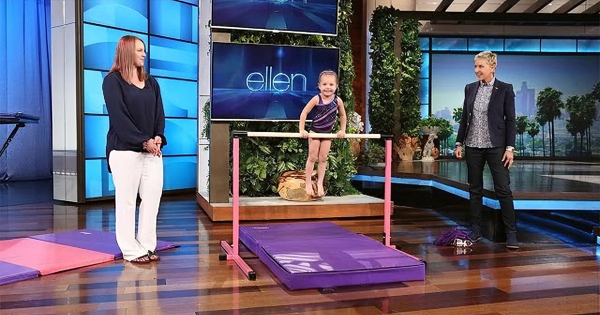 Ellen Called a 3 Yr Old Gymnast on Her Show, but Watch When the Girl Steps on the Trampoline!