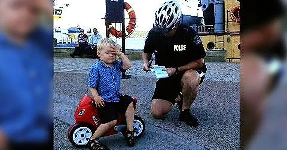 Cute Biker Gets His First Parking Ticket. the Only Problem? Too Young to Drive!