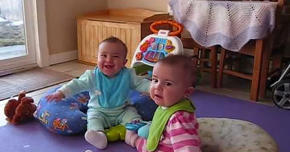 Twin Baby Girls Are Sitting on Floor. Their Reaction When Daddy Comes Home? Precious!