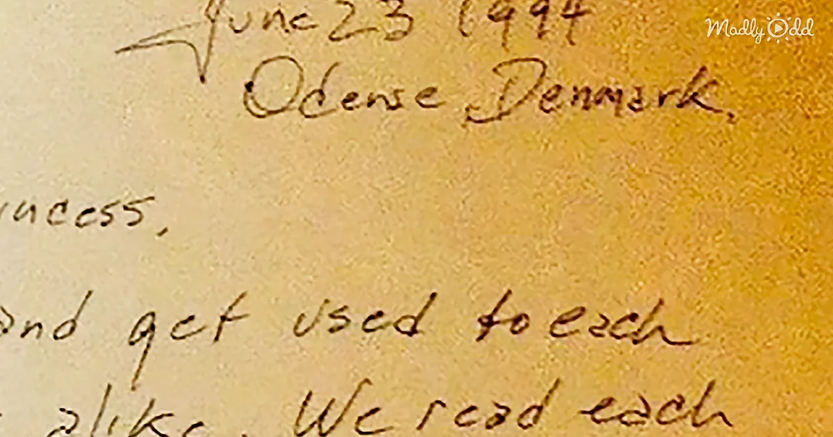 A handwritten note dated June 23, 1994, from Odense, Denmark, with partially visible text.