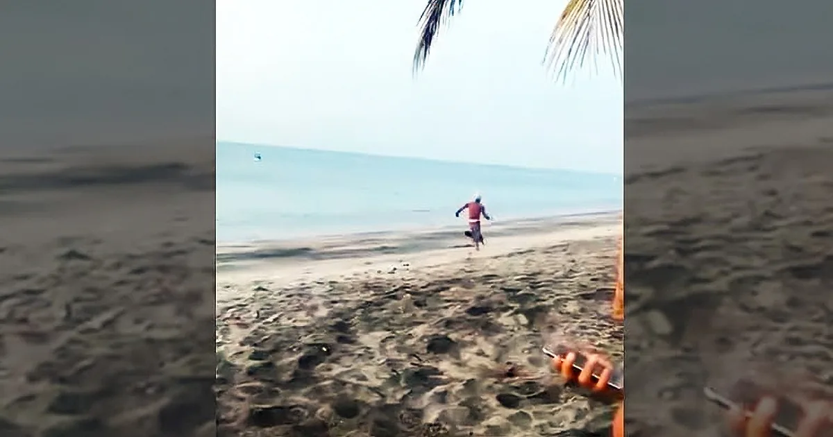 This Man Receives Karma Instantly When He Tries to Kick This Stray Dog on the Beach