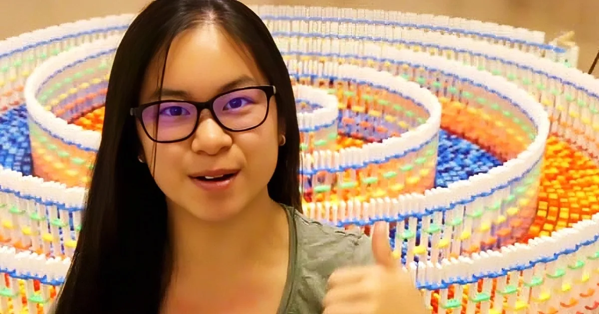 Get Hypnotized Watching 15,000 Dominoes Fall One-by-One in a Wild Triple-Spiral Pattern