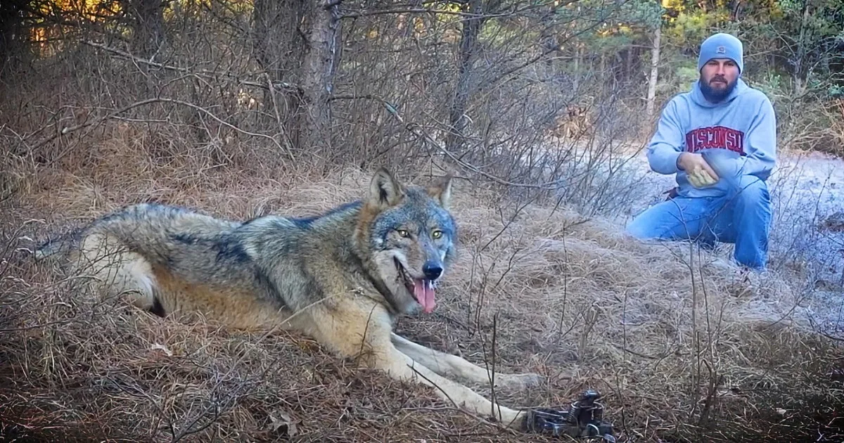Man Finds Giant Wolf Caught in Trap. Watch Him Set the Big Beautiful Animal Free