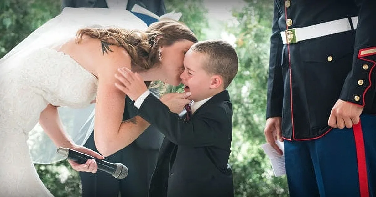 Bride Starts Reciting Her Vows, Then Marine''s 4-Year-Old Son Bursts Into Tears