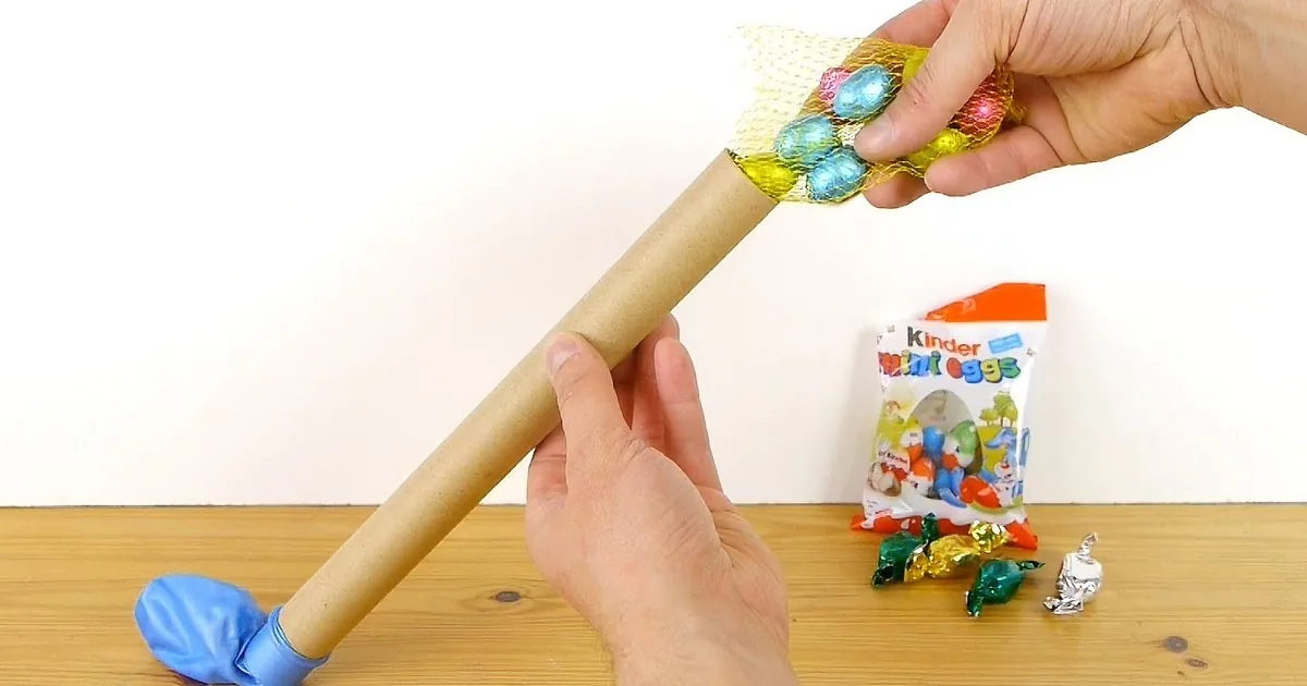 He Puts Candy in a Balloon and Wraps String Around It, Creating a Beautiful Easter Egg