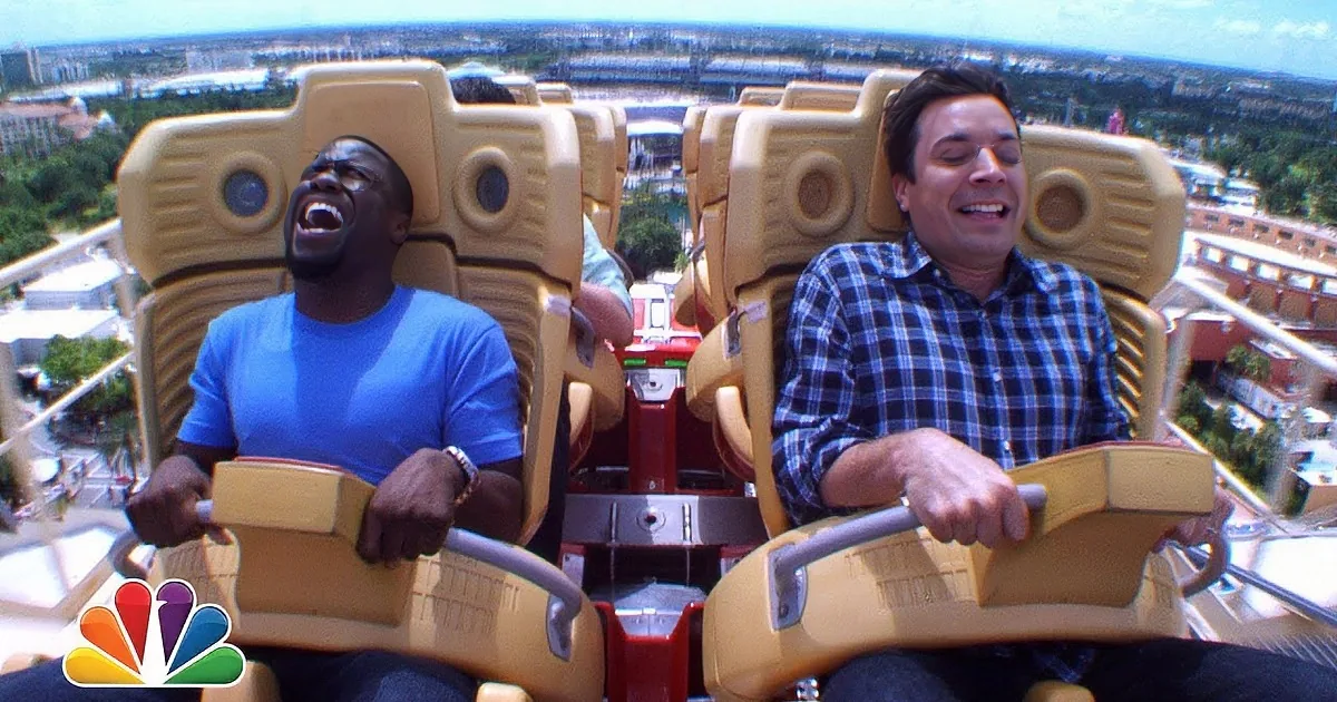 Watch Kevin Hart Face His Phobia of Roller Coasters Thanks to Jimmy Fallon. LOL!