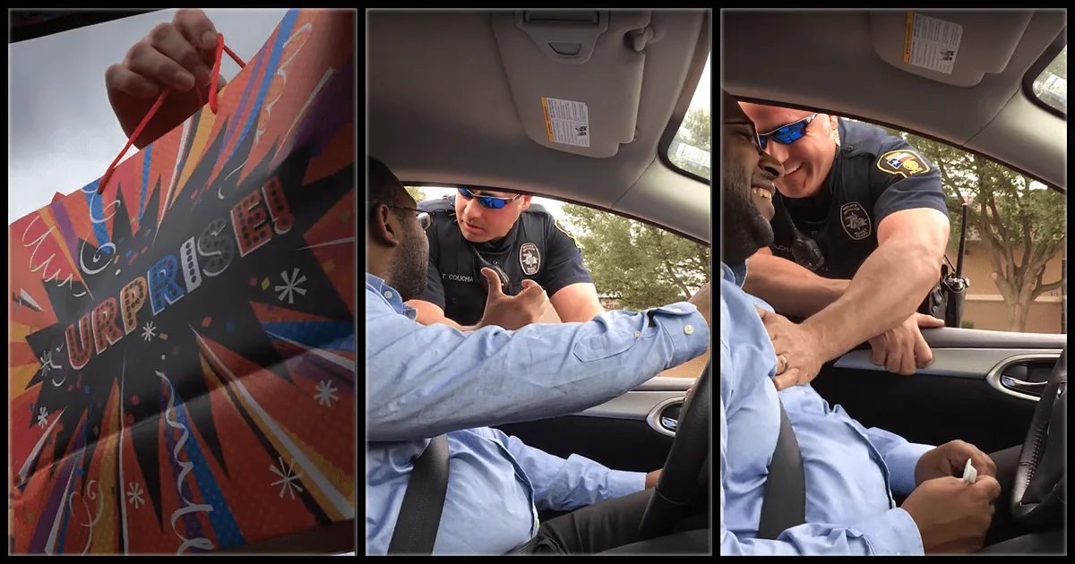 This Lady and a Police Officer Give a Future Dad the Surprise of His Life