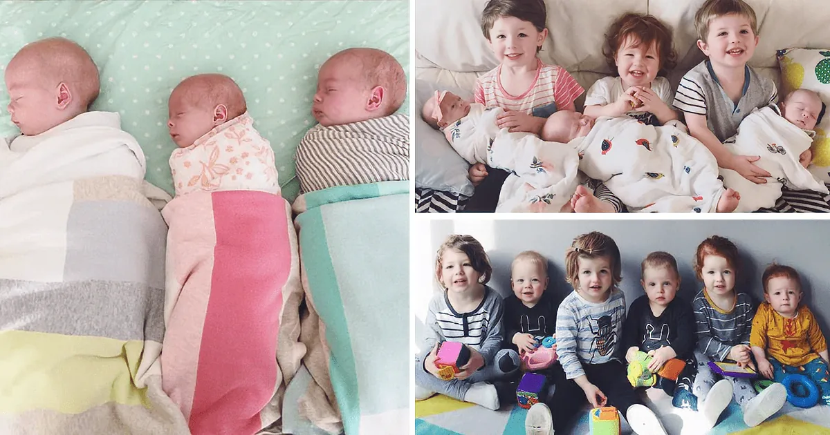 A progression of children from newborns to toddlers, wrapped in blankets and playing with toys.