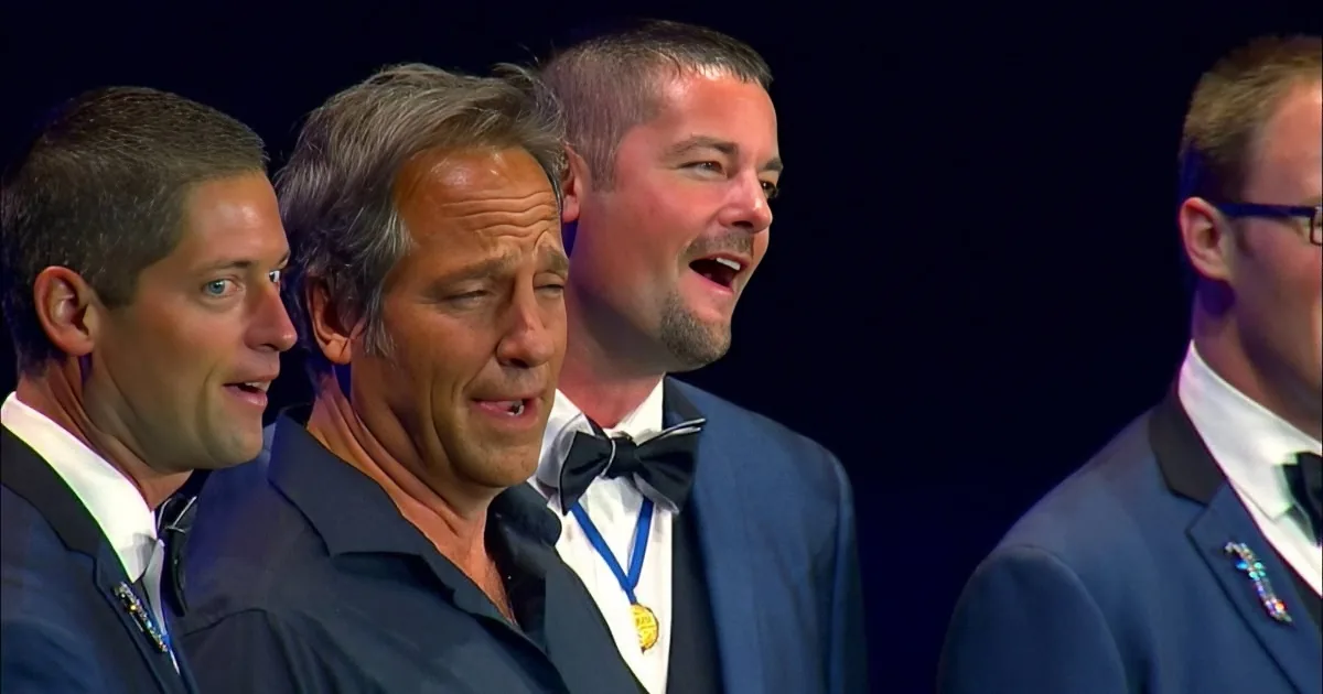 Spectators Cynical When Mike Rowe Crashes Barbershop Quartet--Until He Belts It out and They Go Wild