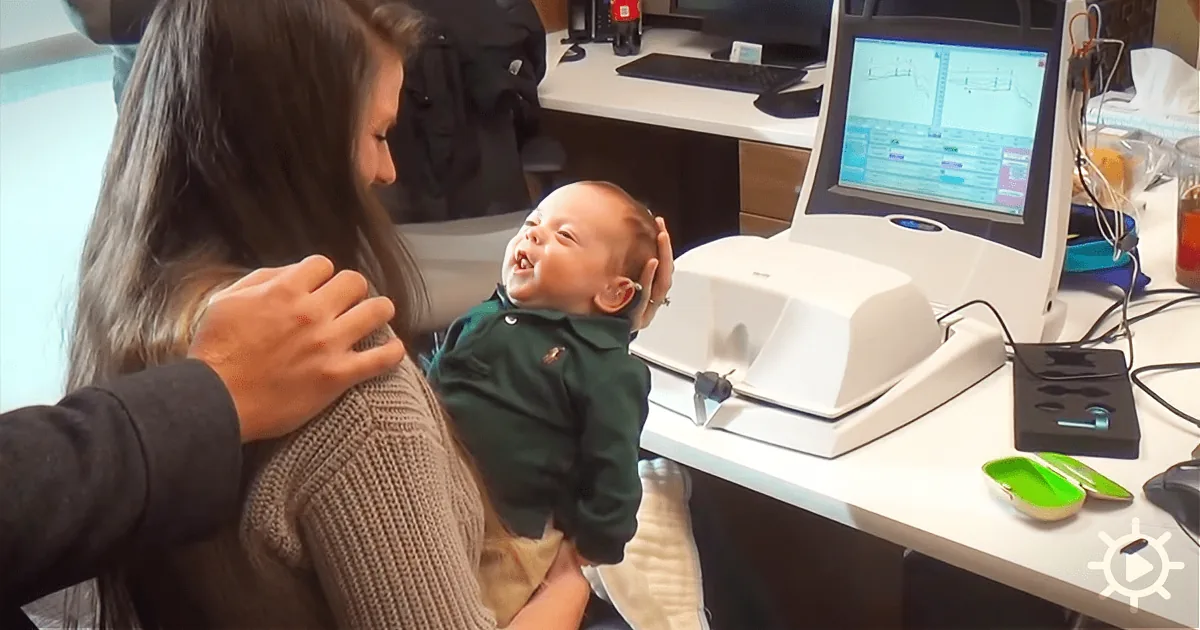 A Baby Born Deaf Cries After Hearing for the First Time but Stops Crying When He Hears Mom