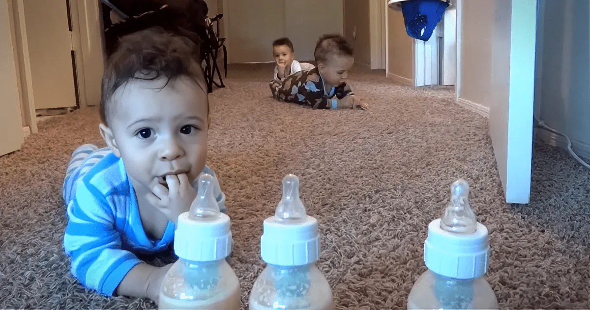 Adorable Triplets Line up at the End of the Hall - Then Their Mom Captured This on Video!