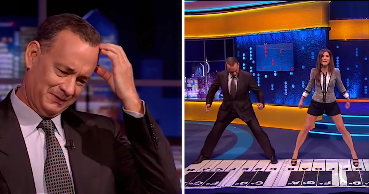 Tom Hanks Stands on Piano Mat and Starts Playing. Then, Sandra Bullock Joins in. Hilarious!