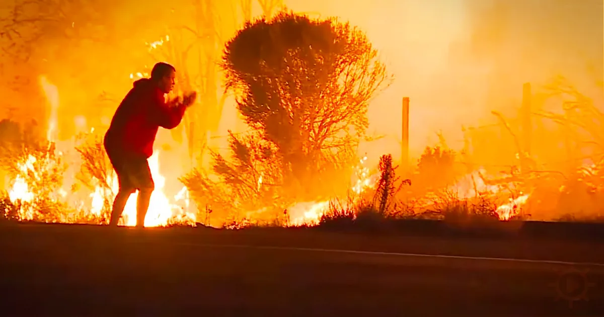 A Man Is Spotted on the Side of the Road as the Fire Rages - Take a Look at Why!
