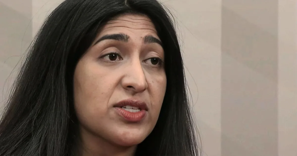 A person with long dark hair and a neutral expression is shown in two close-up shots.