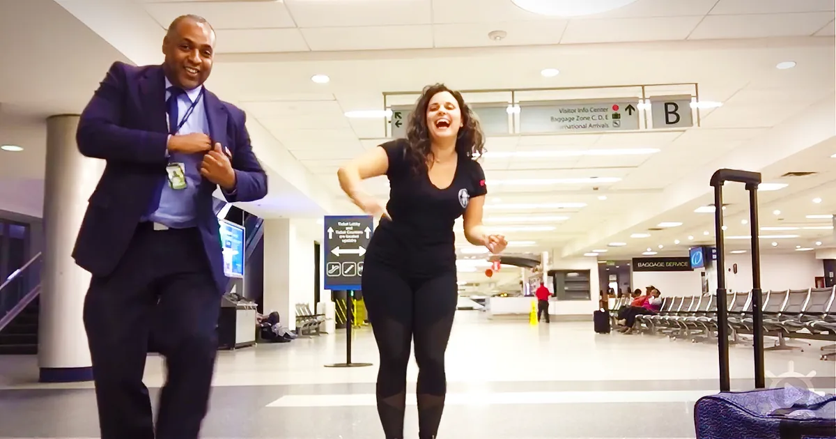 Since She Was Going to Be at the Airport All Night, She Threw a Dance Party!