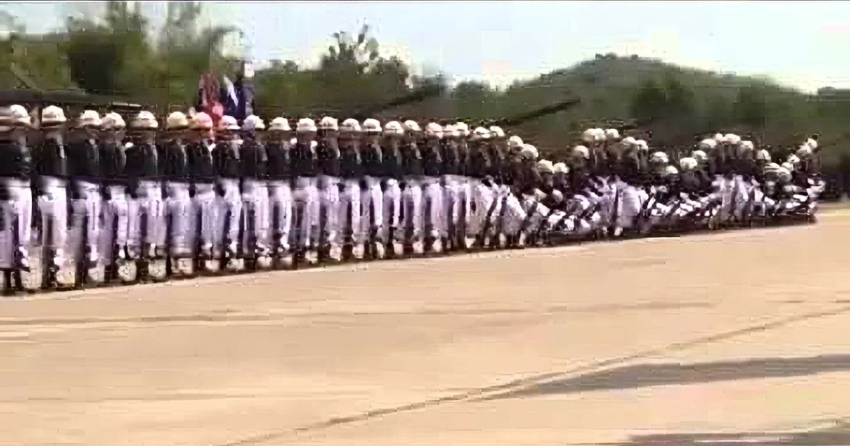 50-Soldiers Form a Line, but Watch as Man on the Far Left Jumps up in the Air