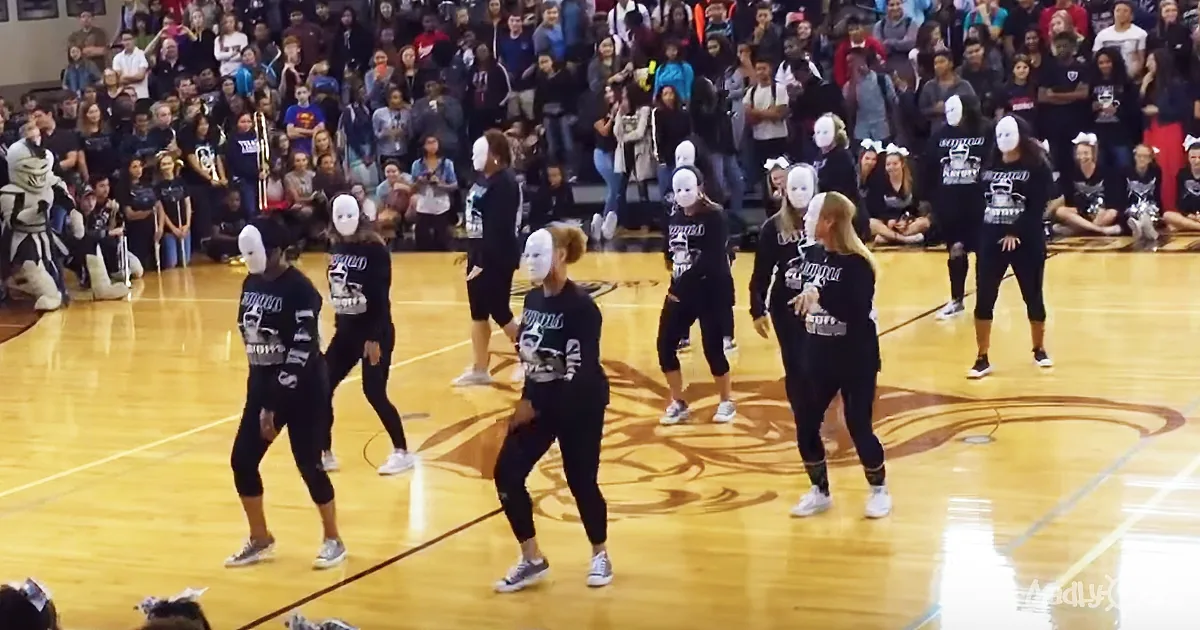 Guests Perform Epic Dance Routine at School Pep Rally, Then They Take Their Masks Off