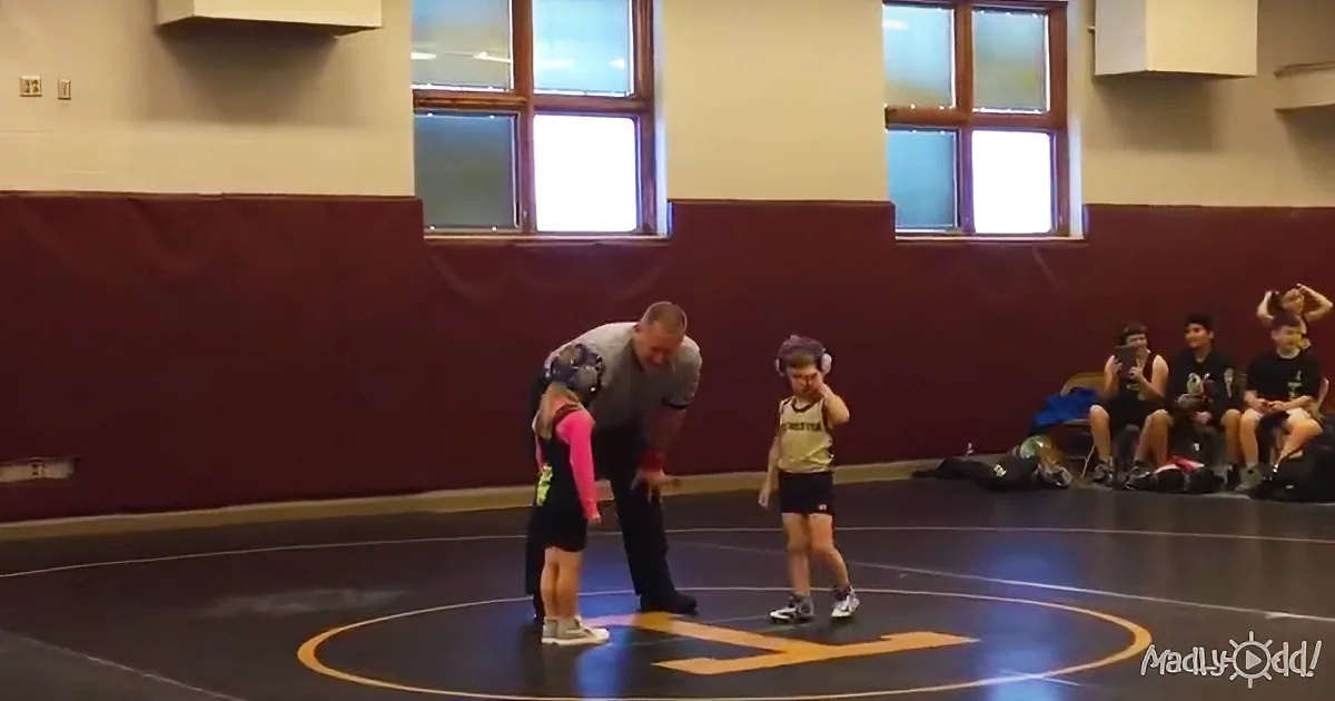 Baby Brother Defends Sister During Wrestling Competition and Barges in to Face Opponent Himself