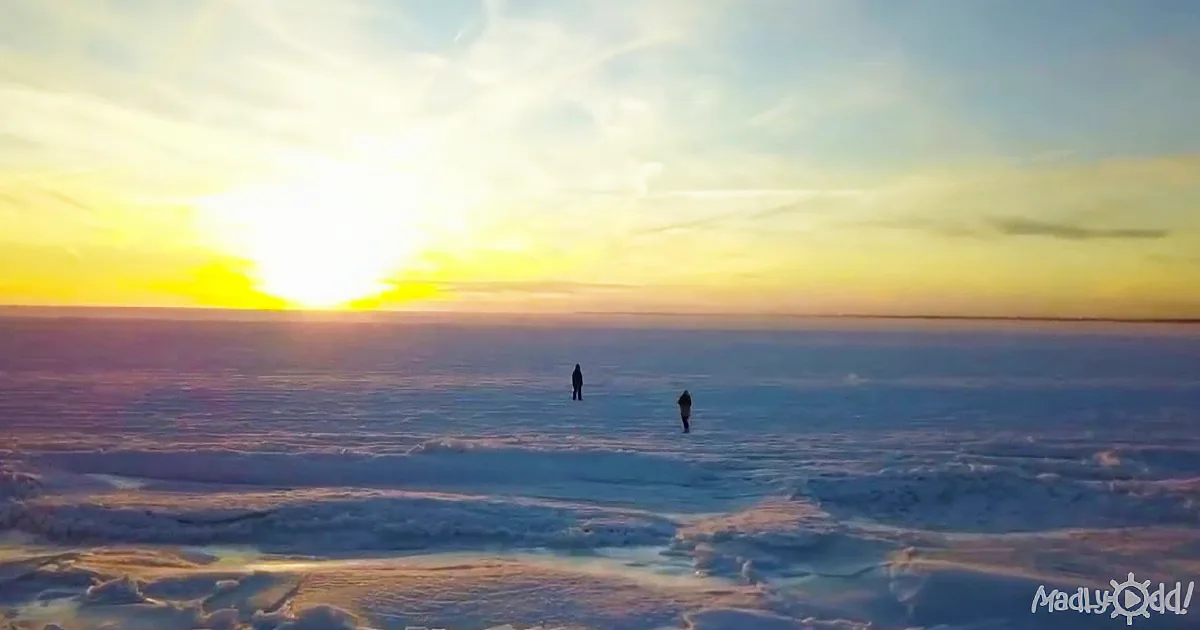 Coastline Has Turned Into Solid Slab of Ice and Aerial Footage Is a Sight to Behold