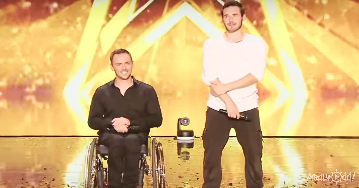 A Man in a Wheelchair Looks up at His Partner Before Starting a Hilarious Dance Routine on Stage