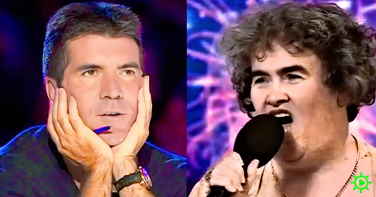 A man with hands on his cheeks and another singing into a microphone, both on a stage with colorful lighting.