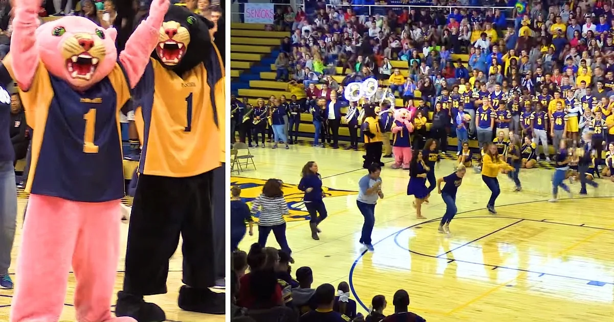 High School Pep Rally Takes Hilarious Turn When Teachers Take Over