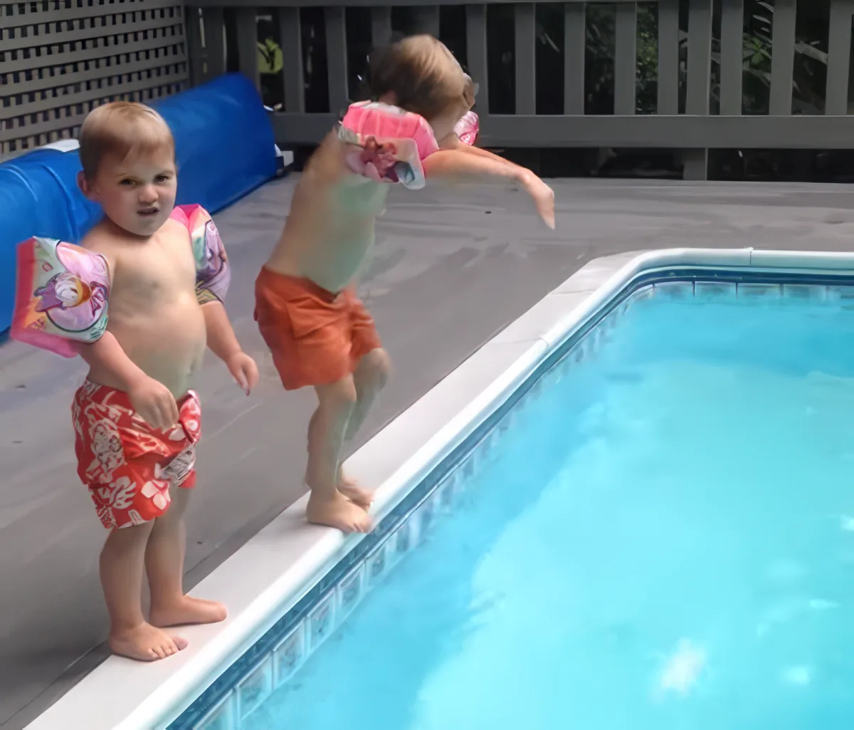 Boys learn how to swim