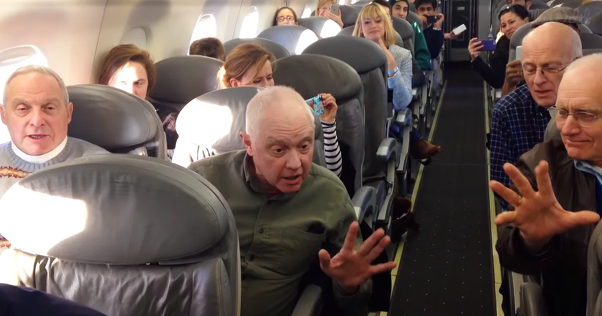 Passengers Frustrated When Flight Gets Delayed, Then 4 Seniors Decide to Lift Everyone's Spirits