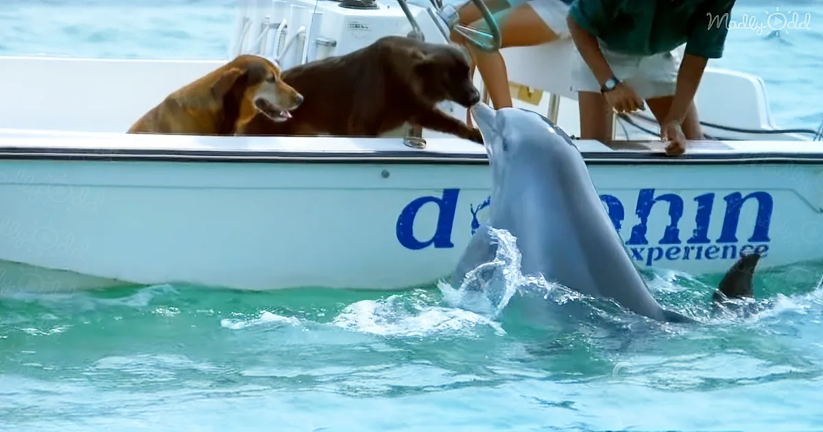 Dog out at Sea With His Family Gets a Surprise From a Dolphin That's Truly Magical