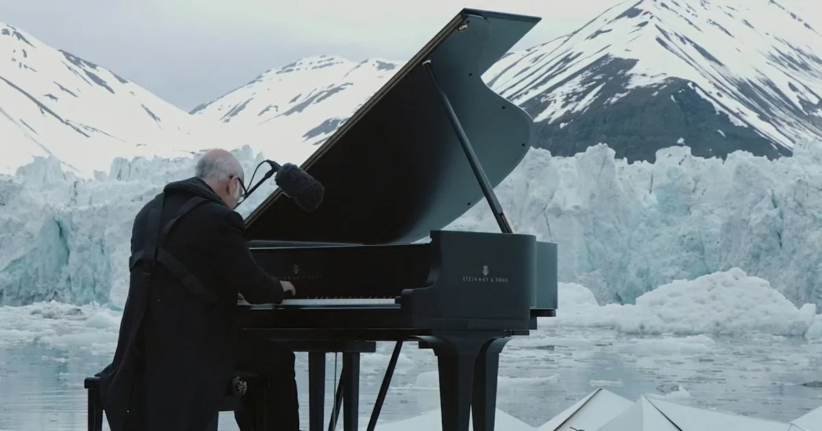 He Brings His Piano to the Arctic Ocean. Now Watch When He Hears a Huge Crack...