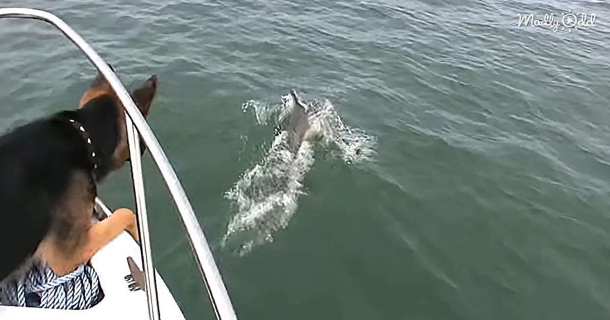 German Shepherd Decides to Go Swimming With Dolphins He Just Met