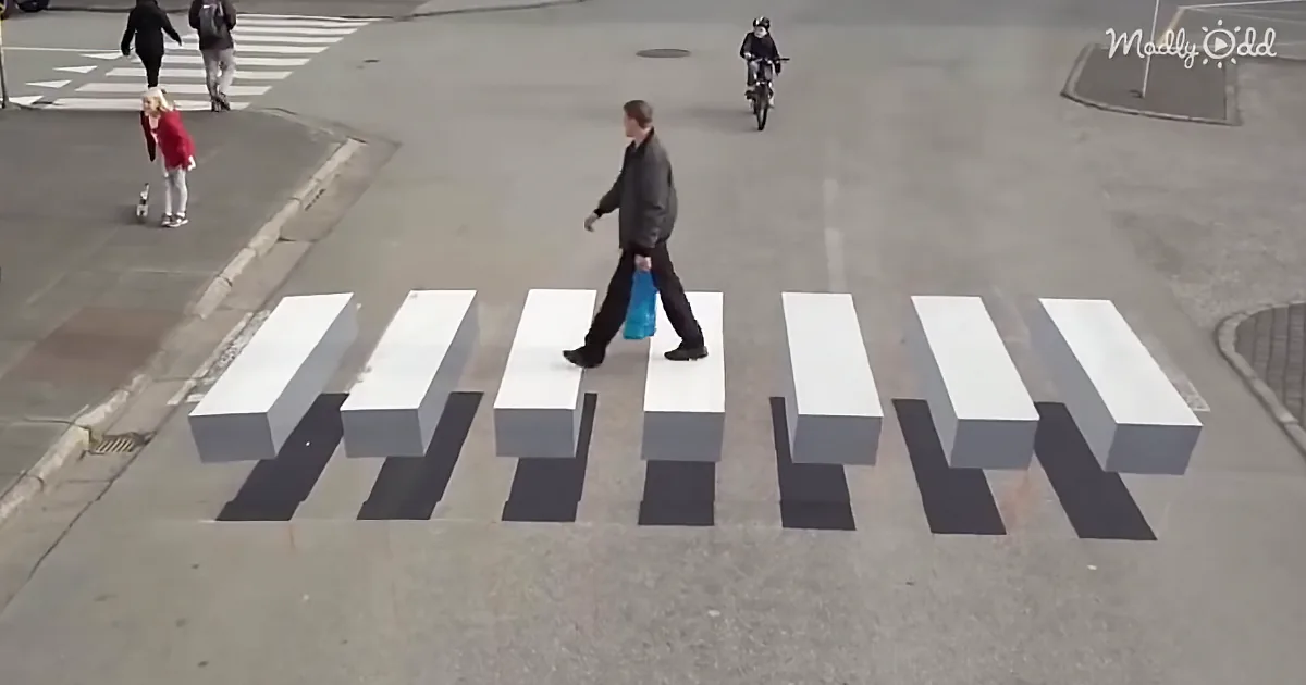 Small Town Paints Ingenious 3d Optical Illusion Crosswalk to Make Cars Slow Down