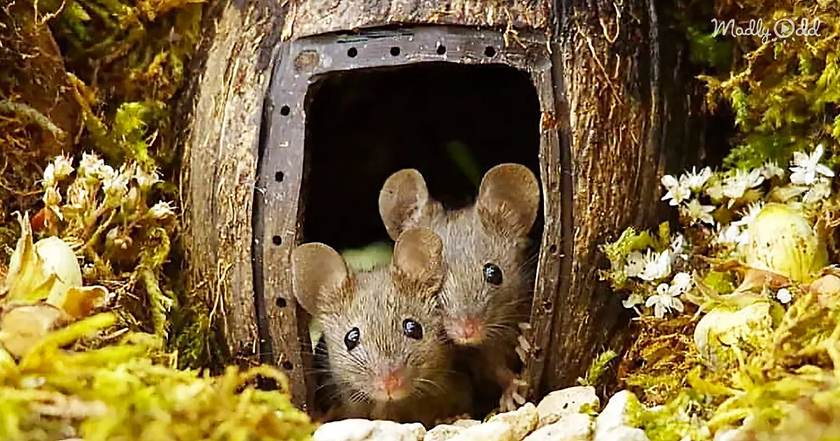 Man Discovers a Family of Mice Living in His Garden, Builds Them a Miniature Village