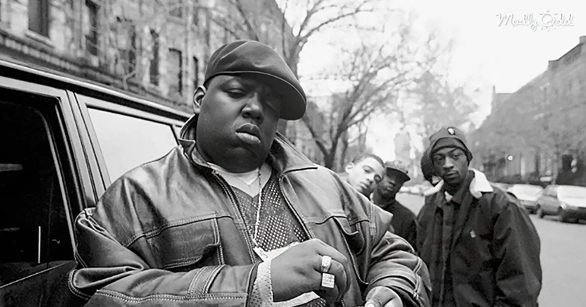 A man in a leather jacket and cap sits on a car, surrounded by others, in a street scene.