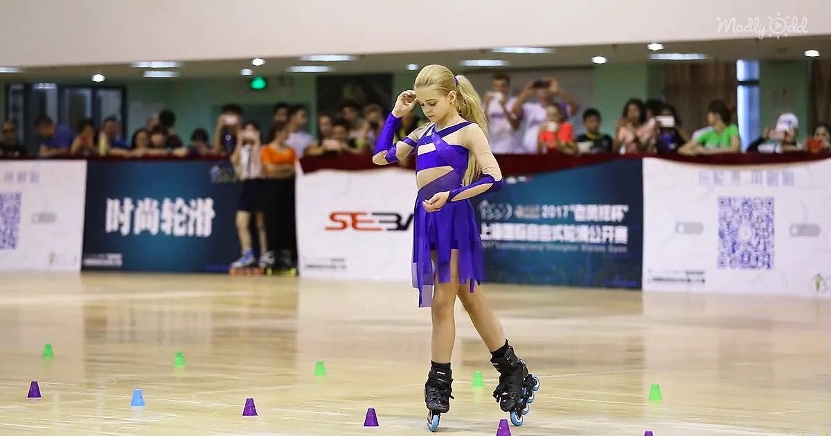 Adorable Girl Shocks Crowd With Majestic Rollerblading Performance During Competition