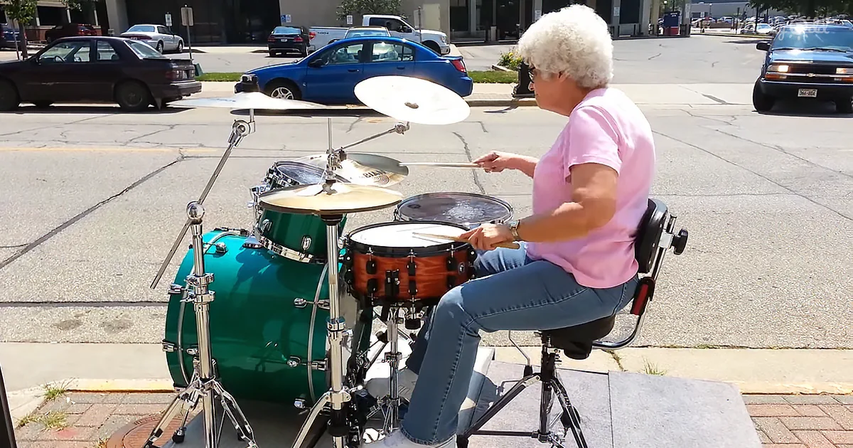 64-Year-Old Grandma Shows off Jaw-Dropping Drumming Skills