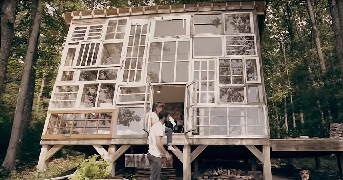 Crafty Couple Builds Stunning Mountain Cabin for $500 Using Recycled Windows