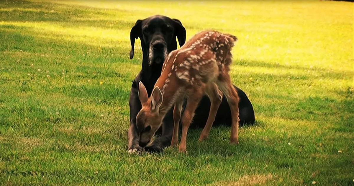 Sweet Baby Deer Abandoned by Mom Finds New Family With Friendly Great Dane