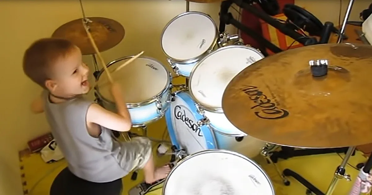 Talented Five-Year-Old Performs Impressive 'Back in Black' Cover on Drums