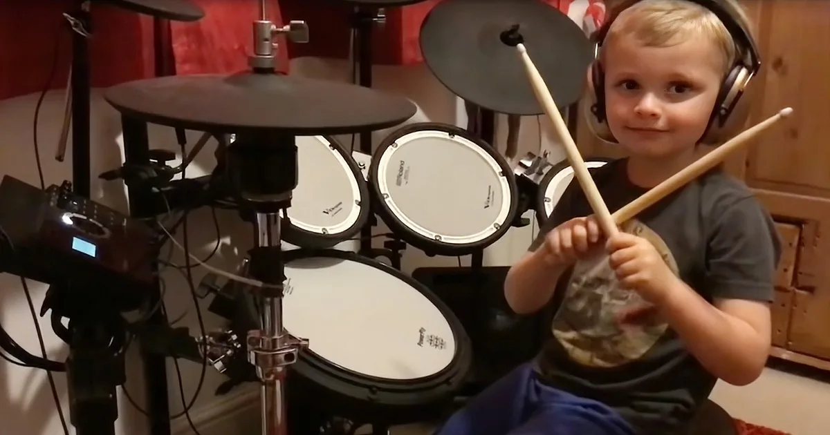 Talented 4-Year-Old Plays Shocking Hard Rock Cover on Drums