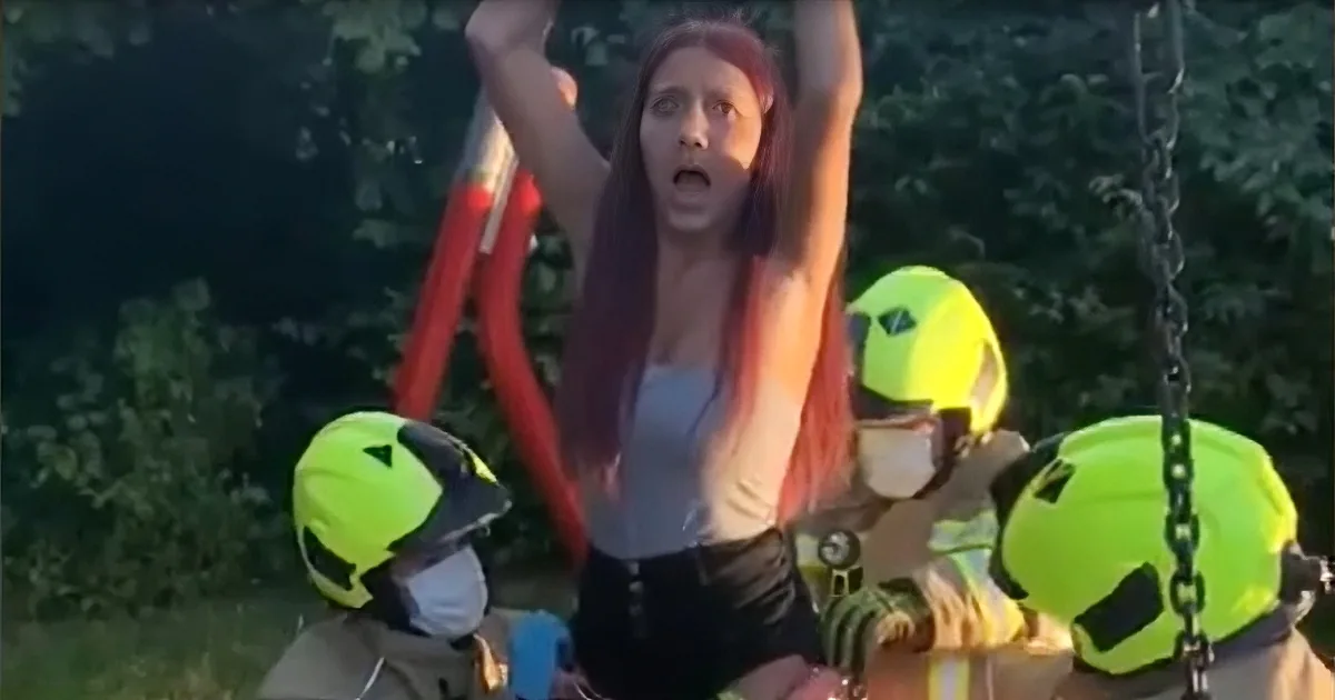 When TikTok Teen Gets Stuck in Baby Swing, It's Local Firefighters to the Rescue