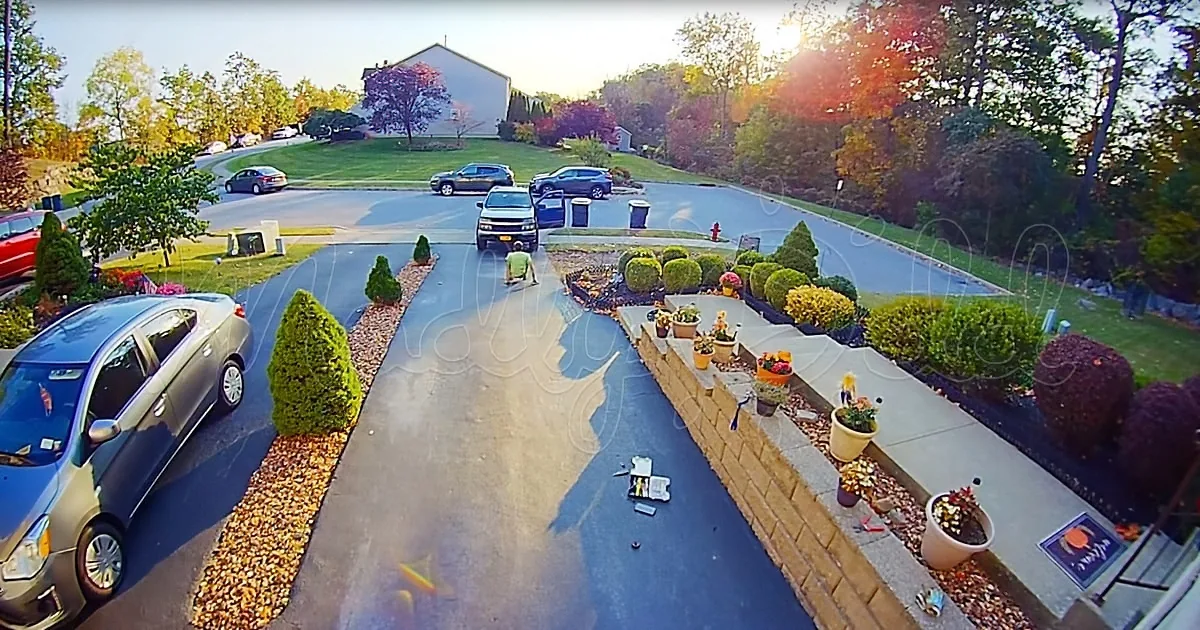 Man Fixing Car on Steep Driveway Narrowly Escapes Getting Squashed