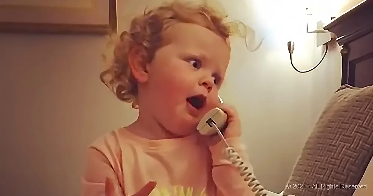 Baby Girl Has Cute Phone Conversation With Her Imaginary Friend