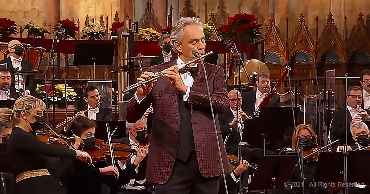 Bocelli Lends the Magic of His Voice to 'Dolce è Sentire' While Singing and Playing the Flute