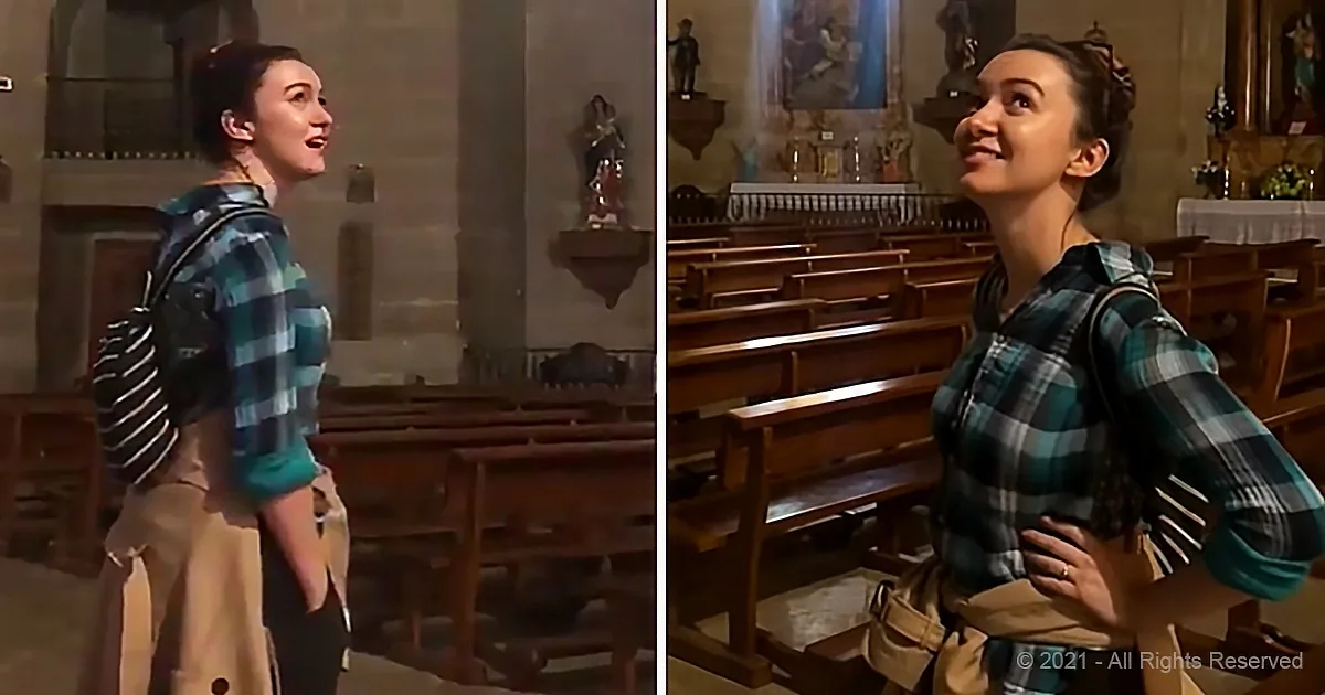 Vocalist Sings Ancient Hymn in an Empty Spanish Church