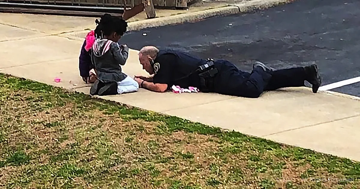 First, the Police Officer Made Sure the Little Girls Were Safe, Then He Played Dolls